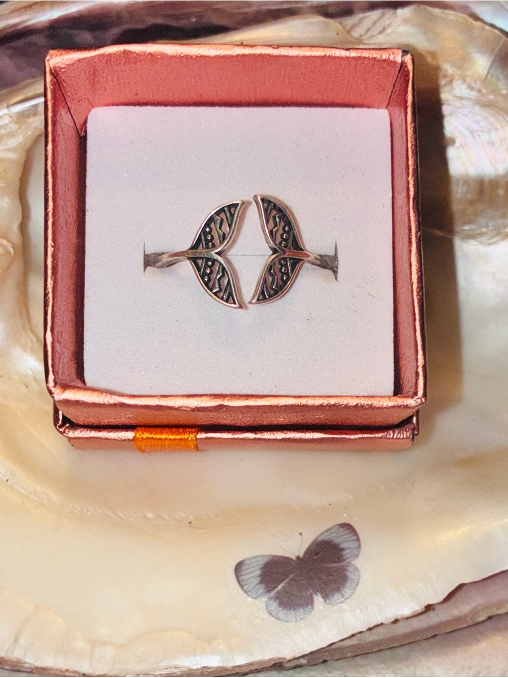 Delicate Silver Whale Tale Cuff Ring - Women Jewelry